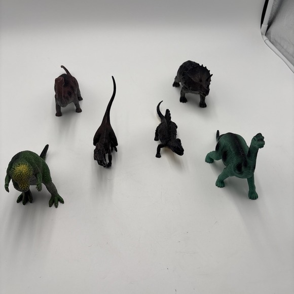 Vintage Dinosaur Figures Soft Hard Plastic Unbranded Lot Of 6 Velociraptor - Picture 8 of 16